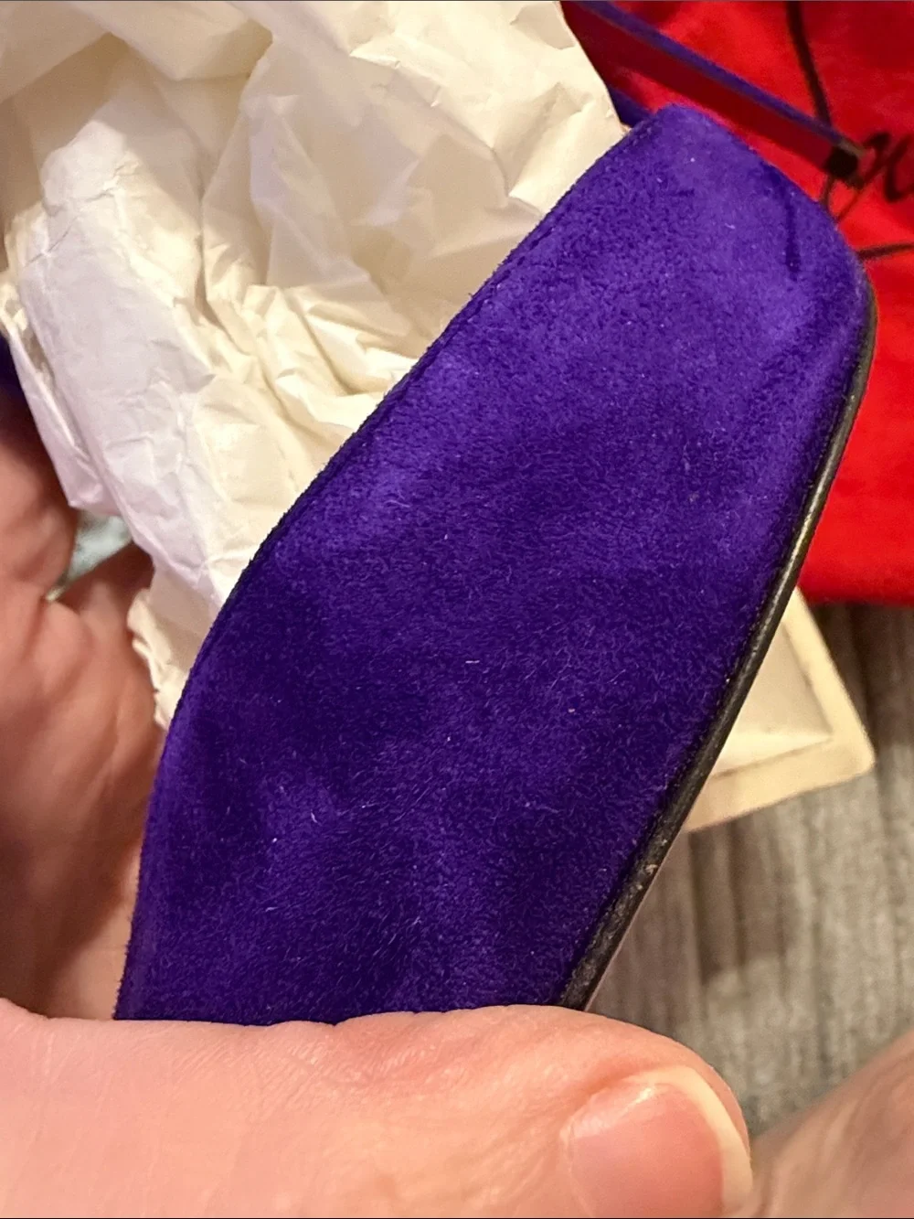 Christian Louboutin Purple Suede Pointed Mary Jane Pumps